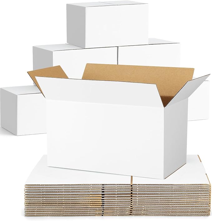 Shipping-Boxes-11x6x6 Inches: 40 Pack Shipping-Boxes-Mailers, White Corrugated-Cardboard-Boxes for Packing Small Business Mailing