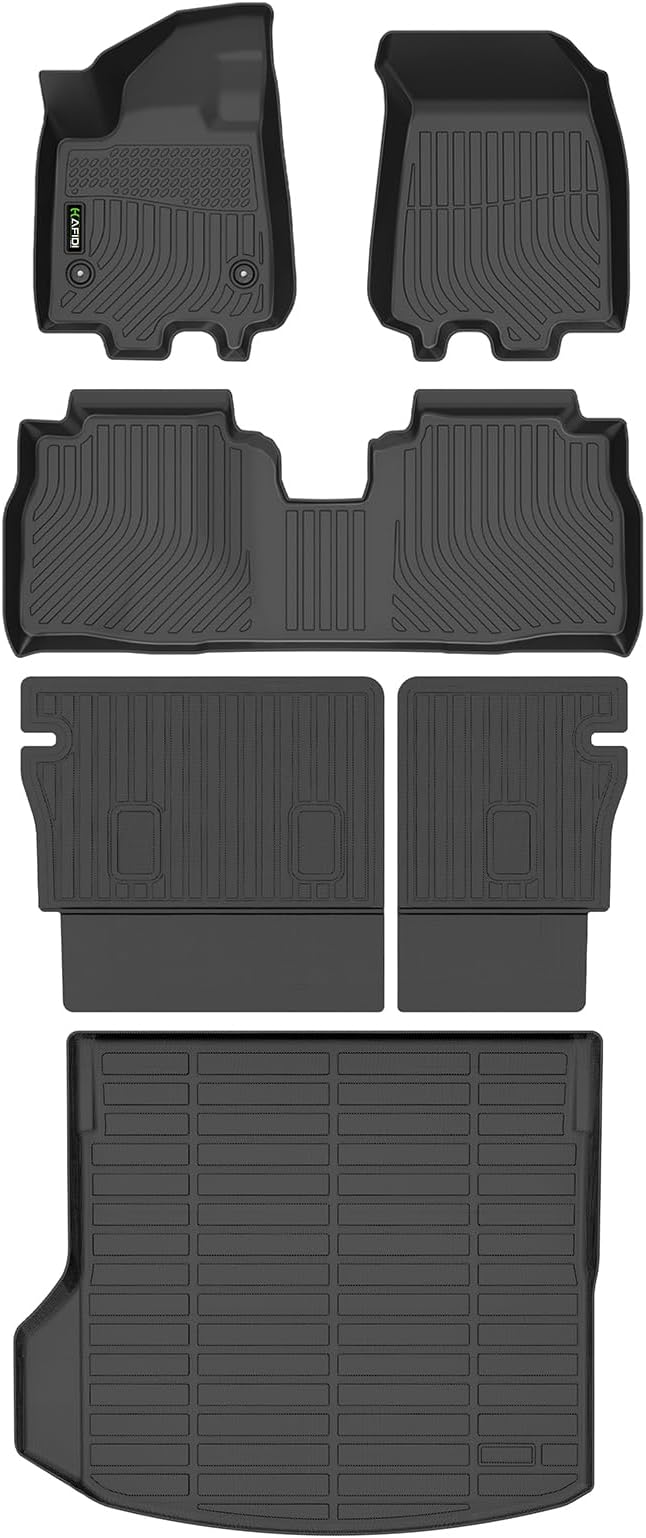 All Weather Floor Mats & Cargo Liner for Chevy Equinox EV 2024 2025 2026 with Backrest Custom Fit Full Set Accessories - Black
