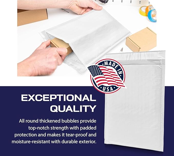 4000-Pack Waterproof Poly Bubble Mailers 10.5 x 16 - Thick, Durable, Instant Seal Envelopes with Strong Adhesive - Protective Shipping Mailers for Jewelry, Cosmetics, SD Cards, USB Cables