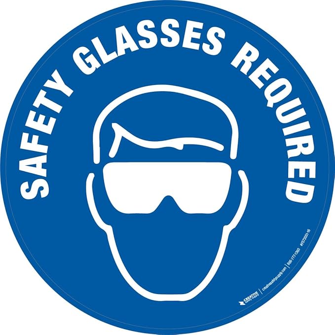 Safety Glasses Required - Floor Sign 36" x 36" - Permanent