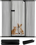 Lumizone Extra Tall Cat Gate 55.12" High Pressure Mounted Extra Wide 2025 New (17 Sizes) 1.37" Gap No Drilling Auto-Close One-Handed Operation Tall Pet Gate for Dogs(Black, 55.12" H x 29.92"-59.44" W)