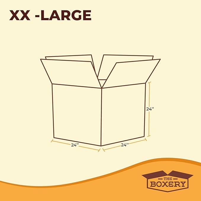 The Boxery Moving Boxes 10-Pack XX-Large | 24x24x24 inch Brown/Kraft Corrugated Cardboard Packing, Moving & Storage for Business/Home – Durable - Eco-Friendly, Recyclable - Made in the USA