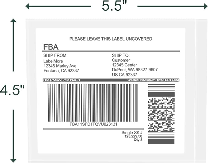 Clear Adhesive Top Loading Packing List Pouches 4.5'' X 5.5'', Shipping Label Sleeves, Packing Slip Envelopes (100 Bags)