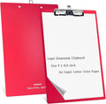 Legal Aluminum Clipboard Metal w/Stainless Hangable Pen Holder Writing Low Profile Large Clip Board 9" x 15.5" Message Tabletop for Lawers Office Business Workshop Factory Supplies (Red, Legal)