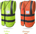 HYCOPROT High Visibility Mesh Safety Reflective Vest with Pockets and Zipper, Meets ANSI/ISEA Standards