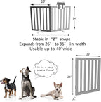 ZJSF Freestanding Indoor Dog Gate for House Foldable Wood Puppy Gate for Doorways Pet Gate for Stairs Extra Wide Pet Fence, Grey, 24" Height 2 Panels