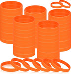 Rubber Bracelets Silicone Wristbands Unisex 100 Count, Sport Stretch Elastic Wrist Band Bulk For Party Team Gift-Orange