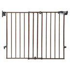 Babelio Baby Gate for Stairs & Doorways, 26-43" W 28" H No Bottom Bar| Easy Installation| One-Handed Operation| Auto-Close| Hardware Mount (Drill Needed) Safety Dog/Pet Gate (Black Wood Pattern)