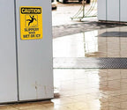 Slippery When Wet Or ICY Sign, Caution Sign, 4 Pack, 10" x 7" Rust Free .040 Aluminum, UV Protected, Waterproof, Weatherproof and Fade Resistant, 4 Pre-drilled Holes