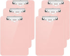Hongri Plastic Clipboard with Pen Holder, Pink 8.5x11 Letter Size Clip Board for Classroom, Office, Students, Nurses and Women, Low Profile Clip, Size 12.5 x 9 in(Pack of 6)