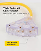 65FT Retractable Extension Cord Reel, 12AWG/3C SJTOW Heavy Duty Power Cord with Lighted Triple Outlets, 15A Circuit Breaker, 180° Swivel Removable Bracket for Wall/Ceiling Mount, UL Listed
