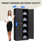 Pantry Cabinet, 71 Inch Tall Kitchen Storage Cabinet, Metal Pantry Cabinet with Doors and Adjustable Shelves, Black Food Cupboard, Freestanding Cabinet for Living&Dinning Room, Assembly Required