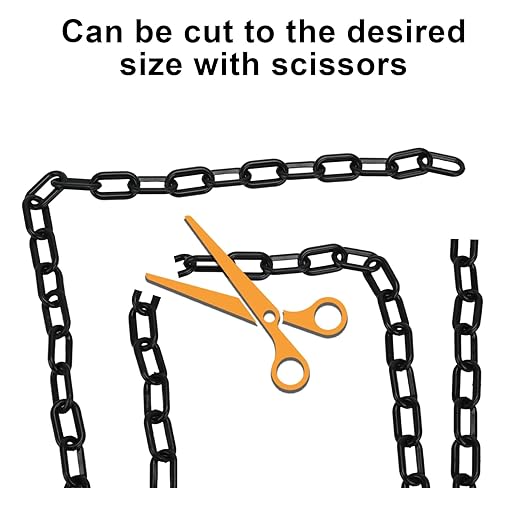 82FT Black Plastic Chain Barrier - 1.5 Inch Link Weatherproof Safety Chain for Crowd Control, Parking Lot, Queue Line, Driveway & Halloween Decor