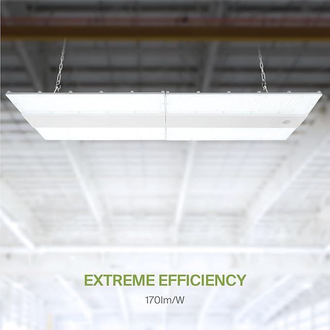 ASD LED Linear High Bay Light Fixture, Commercial Shop Lighting | 3CCT, Dimmable, Power Adjustable, DLC Premium, UL Listed | 750W 114000LM 3500-5000K 100-277V | Warehouse, Garage, Workshop | White