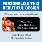 Personalized Return Address Labels - Vintage Roses Black - 60-1000 Custom Self-Adhesive Stickers