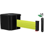 WM412 Retractable Belt Wall Mounted Smooth Black Crowd Control Barrier and Receiving End, 15' Fluorescent Yellow Belt