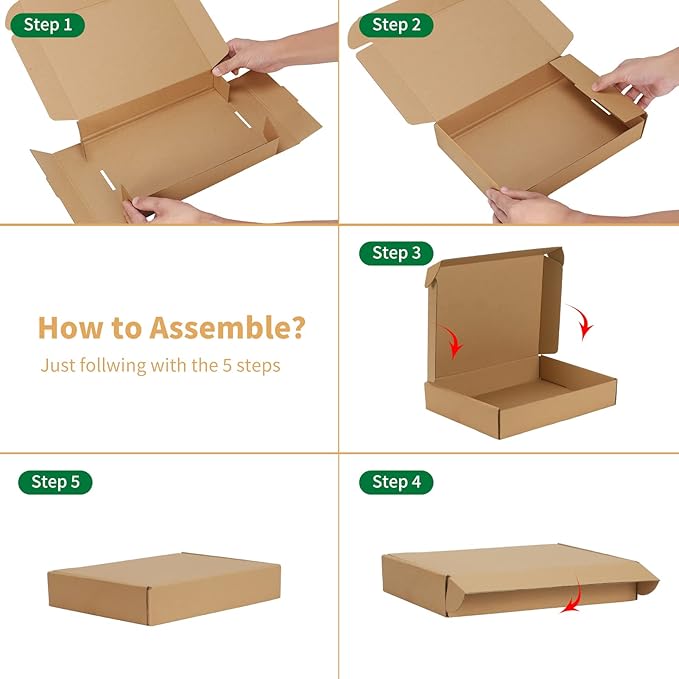 Trwcrt Shipping Boxes 11x8x2 Set of 20, Corrugated Cardboard Box for Packing Small Business, Brown