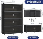 320Gal Extra Large Stackable Storage Bins with Lid, 1280Qt Collapsible Storage Box with Wheels, Closet Organizers and Storage Cabinet Container for Home, Kitchen, Office, Bedroom, 4Pack Black