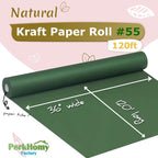 PerkHomy 36" x 1,440" (120') Dark Green Kraft Paper Roll for Craft Bulletin Board Paper Art Table Covering Crafting Gift Wrapping Bouquet Packing Parcel 80GSM 55LB (Dark Green, 36" x 120')
