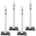 Kanayu 49 Inch Traffic Delineator Posts with 8.8 Lbs Rubber Base PE Delineator Post Portable Parking Pole Traffic Cone Barrier with Removable Base, Reflective Band(4 Packs,White)