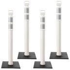 Kanayu 49 Inch Traffic Delineator Posts with 8.8 Lbs Rubber Base PE Delineator Post Portable Parking Pole Traffic Cone Barrier with Removable Base, Reflective Band(4 Packs,White)