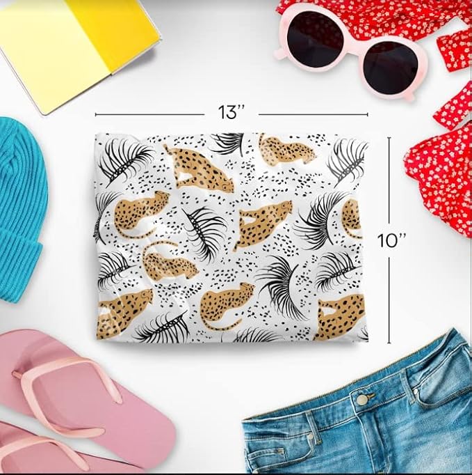 Package Mint Poly Mailers 10x13 100 Pack | Waterproof & Tear Resistant Mailing Envelopes | Small Business Supplies | Shipping Bags for Clothes | Cute Small Business Bags - Cheetah Palm