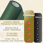 PerkHomy 17.8" x 1,440" (120') Dark Green Kraft Paper Roll for Craft Bulletin Board Paper Art Table Covering Crafting Gift Wrapping Bouquet Packing Parcel 80GSM 55LB (Dark Green, 17.8" x 120')