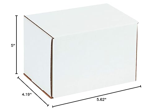 Box USA 6" Deluxe Shipping Boxes, 6"L x 4 1/2"W x 5"H, 50-Pack - White Box Mailers for Packaging, Storage, Gifts or Bulk Business Orders