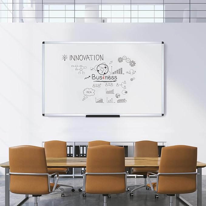 VIZ-PRO Large Magnetic Dry Erase White Board for Wall, 96 X 48 inches, Pack of 2, 8' x 4' Aluminum Framed Whiteboard with Marker Tray for School Office Home