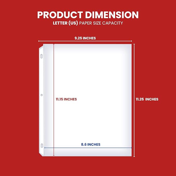 Office Werks Archival-Quality Document Protectors | Reinforced Clear Sheet Sleeves | Acid-Free 150 Pack | Heavy-Duty 3-Ring Binder Compatible | Transparent Letter-Size Page Covers