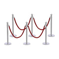 6 PCS Stanchions and Velvet Ropes Set, Hollow Base with Stainless Steel Post&4 Red Velvet Ropes, Crowd Control Barriers for Party Supplies, High-end Venues, Museums