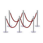 6 PCS Stanchions and Velvet Ropes Set, Hollow Base with Stainless Steel Post&4 Red Velvet Ropes, Crowd Control Barriers for Party Supplies, High-end Venues, Museums