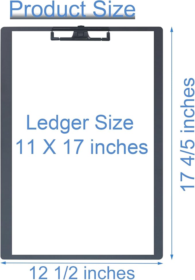 Acocony 11x17 Clipboard Aluminium with Pen Holder Extra Large Clipboard Vertical Super Hard 11 x 17 Clipping Board Black Pack of 1