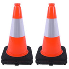 OrangeStar 4-Pack 18" Traffic Cones with Weighted Rubber Base, 6" Reflective Collar, Orange Safety Cones for Parking Lot, Road Construction, Warehouse, Highway, Weatherproof PVC