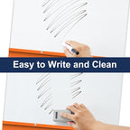 TSJ OFFICE Mobile Whiteboard Magnetic - 40 x 26 Inches Dry Erase Board on Wheel with Stand Flipchart Easel Height Adjustable,Orange