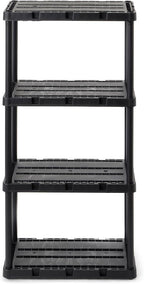 Gracious Living Light Duty Storage Shelves, Knect-A-Shelf 4-Shelf Ventilated Shelving Rack Organizer for Home, Garage, Basement & Laundry, Black