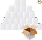 PETAFLOP 5x5x5 Shipping Boxes, Small White Corrugated Cardboard Box for Mailing, 25 Pack