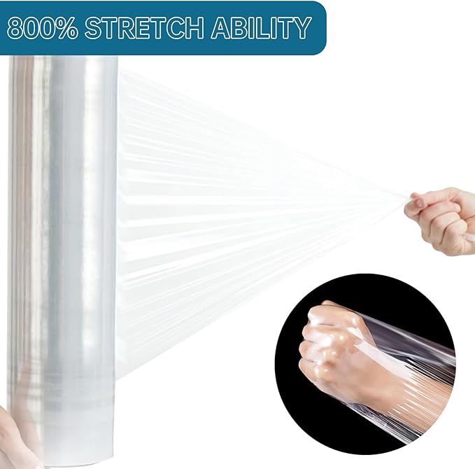 Stretch Film Shrink Wrap Roll 20" x 1500FT, Heavy Duty 80 Gauge Stretch Wrap Roll, Industrial Plastic Wrap for Moving, 800% Stretch for Packing, Pallets, Shipping&Furniture Protection(4 Roll Clear)