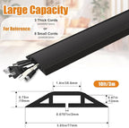 10 ft Cord Covers for Wires on Floor, Heavy Duty PVC Duct Floor Cord Cover, Floor Cable Cover Easy to Unroll Prevent Trip Hazard for Home Office or Outdoor Settings (Black)
