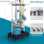 Broom And Mop Holder Put Wet Mops Movable Floor-Mounted Mop Rack Floor Standing Cleaning Tool Cart Storage For Garden Garage Schools, Hospitals, Factories, Hotels,Property Companies (12racks)