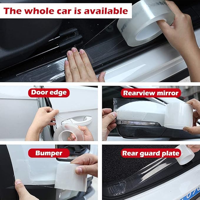 CloudBuyer Universal Door Edge Protector, Clear Sill Guard Film with Anti-Collision Protection for Vehicles (33Ft x 4In, Transparent)
