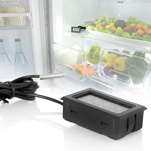 Black Digital LCD Thermometer Temperature Monitor with External Probe for Fridge Freezer Refrigerator Aquarium (Fahrenheit) (6pcs)