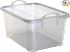 Life Story 18 Pack Light Duty Stackable Storage Bin, 55 Quart Home Organizer, Versatile Lightweight Locking Bins with Carrying Handles, Clear