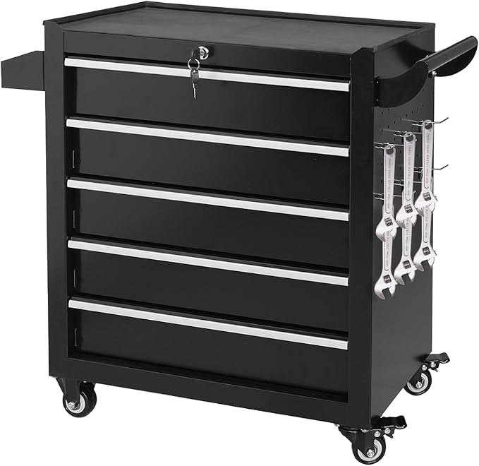 5-Drawer Tool Chest on Wheels, Rolling Metal Toolbox with Wheels & Drawers, Tool Cart Cabinet, Suitable for Garage, Moving/Gift/Daily Use