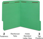 Staples Colored Reinforced Tab Fastener Folders Letter Size Green 50/Box