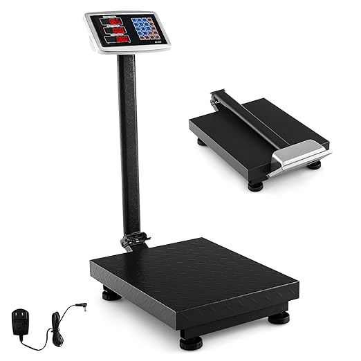 Giantex 660lbs Weight Computing Digital Scale Floor Platform Scale for Weighing Luggage Package Shipping Mailing Postal Scale with Accurate LB/KG Price Calculator, High-Definition Display (Black)