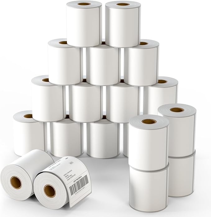 [5000Labels] 4"x6" Shipping Label 20 Rolls, 4-x-6-inch Thermal Label Paper, Compatible with Zebra 2844 Brother Rollo Direct Thermal Printer