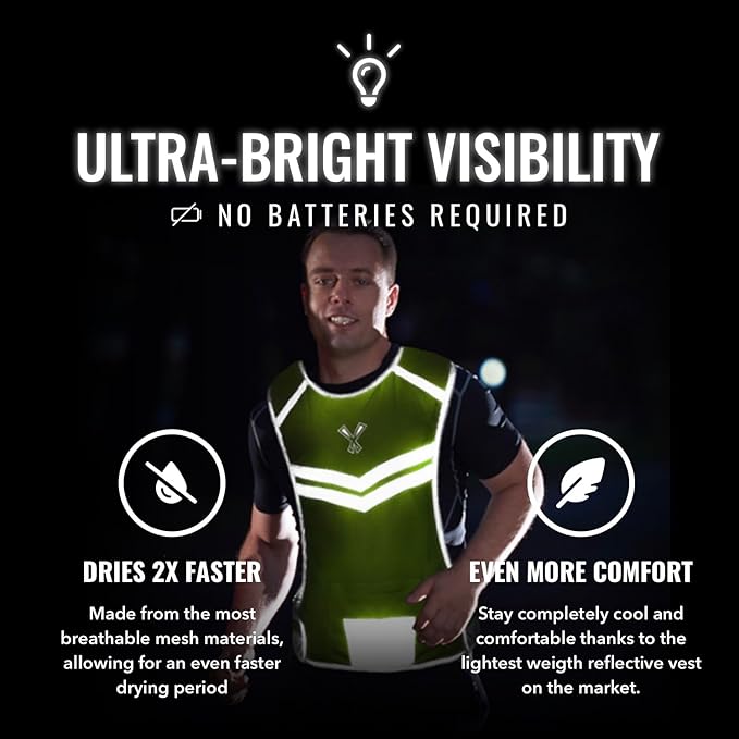 Running Reflective Vest, Inside Pocket & 2 Bands, High Visibility Reflective Running Vest for Night Running Walking Cycling