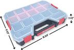 Taytools 17 Compartment Small Parts Organizer Box - Dual Latch Portable Tool Box with Removeable Dividers for Storing Hardware, Screws, Bolts, Nails, Beads or Jewely (Pack of 4)