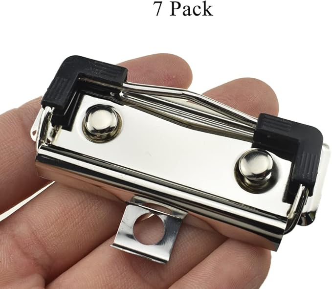 HAHIYO 2.76 Inches Silver Metal Clipboard Clips with Rubber Grips 7 Pack Mountable Sturdy Strong Springs with Rivets Document File Wood Plastic Clips Board for Office School Home
